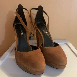 Coach brown suede women’s high heel shoes. SIZE 7.